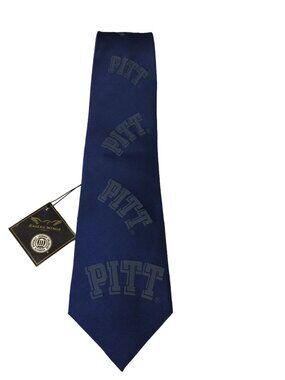PITT Men's Tie Navy with Gray PITT Print University of Pittsburgh